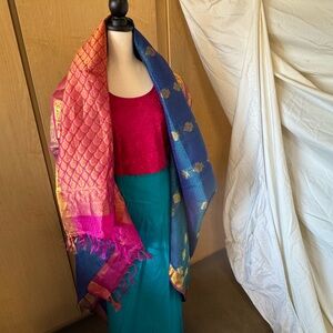 Elegant Pink and Blue Women's Scarf